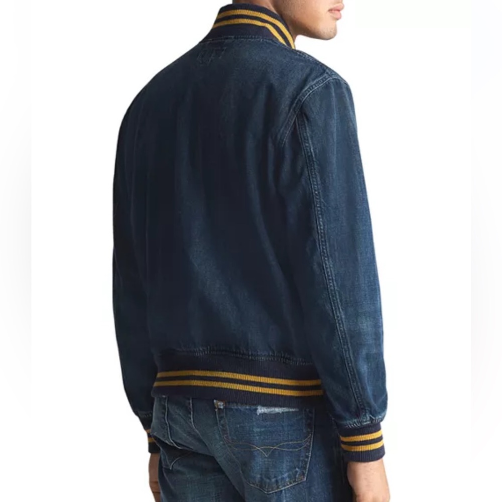 NWT Ralph Lauren Mens Denim Baseball Varsity Letterman Polo Logo Jean Jacket- S - Picture 6 of 7